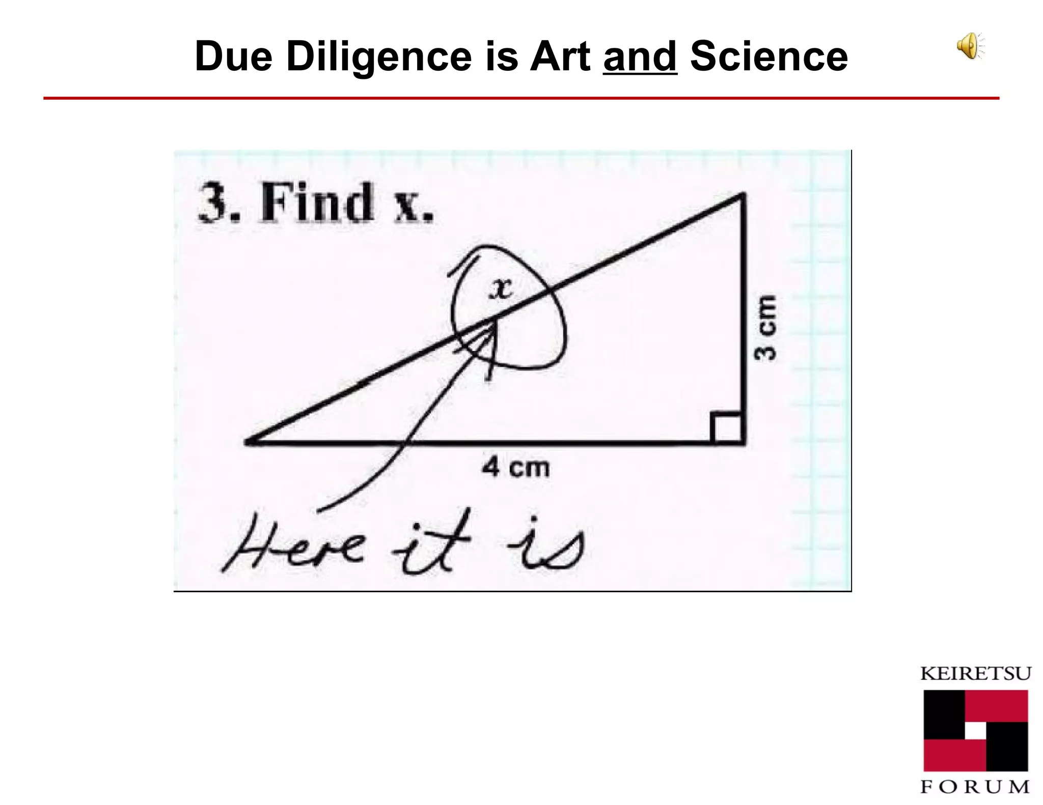 Due Diligence is Art  and  Science 