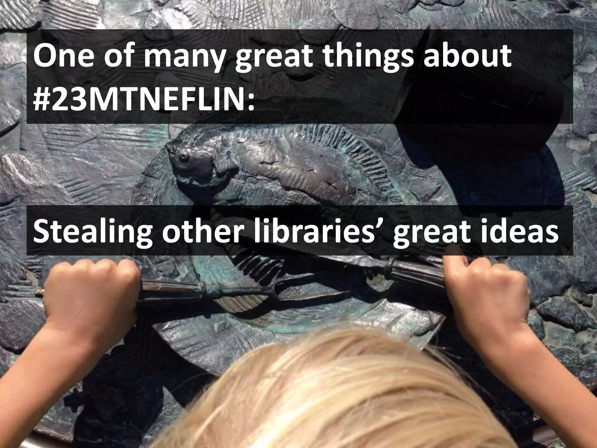 Stealing other libraries’ great ideas
One of many great things about
#23MTNEFLIN: