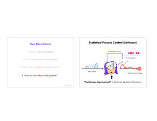 2. How do we measure Friction()?
Flow Data Science
1. What is a Flow System?
3. What does a project quake look like?
4. How do we reduce the quakes?
@janellekz
3. Feedback Loop
1. Optimization Target
2. Pain Signal
Rules Engine
Statistical Process Control (Software)
Idea Flow
”Continuous Improvement” = Optimize Quality of Decisions
 