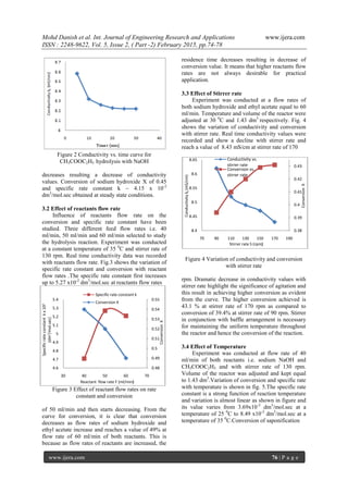 Effect of Operating Conditions on CSTR performance: an Experimental ...
