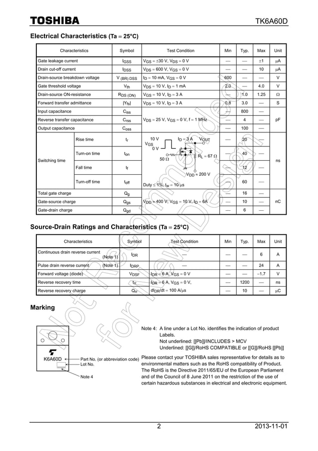 Original Transistor TK6A60D K6A60D 6A60D 6A 600V TO-220F New Toshiba ...
