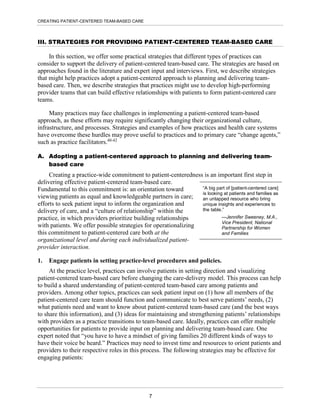 CREATING PATIENT-CENTERED TEAM-BASED CARE
III. STRATEGIES FOR PROVIDING PATIENT-CENTERED TEAM-BASED CARE
In this section, ...