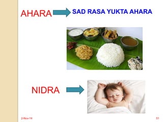 AHARA SAD RASA YUKTA AHARA 
NIDRA 
2-Nov-14 51 
 