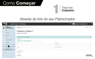 Como Começar
1
Através do link do seu Patrocinador
Faça seu
Cadastro
27
 