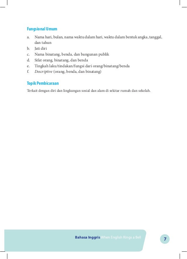 Buku Bahasa Inggris ( Guru ) - SMP KELAS VII - When 