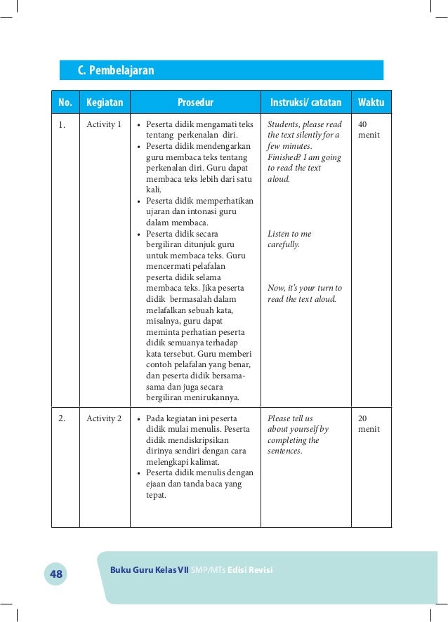 Buku bahasa Inggris kelas 7 "When English Rings a Bell 