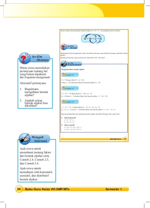 Buku Guru Matematika Kelas VIII SMP Kurikulum 2013