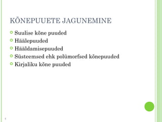 KÕNEPUUETE JAGUNEMINE
 Suulise kõne puuded
 Häälepuuded
 Hääldamisepuuded
 Süsteemsed ehk polümorfsed kõnepuuded
 Kirjaliku kõne puuded
5
 