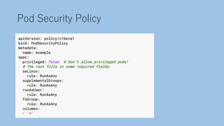 Pod Security Policy
 