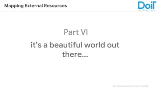 DoIT International confidential │ Do not distribute
Part VI
it’s a beautiful world out
there...
Mapping External Resources
 