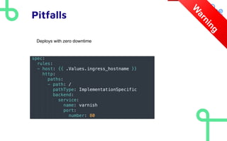 Deploys with zero downtime
Pitfalls
W
a
r
n
i
n
g