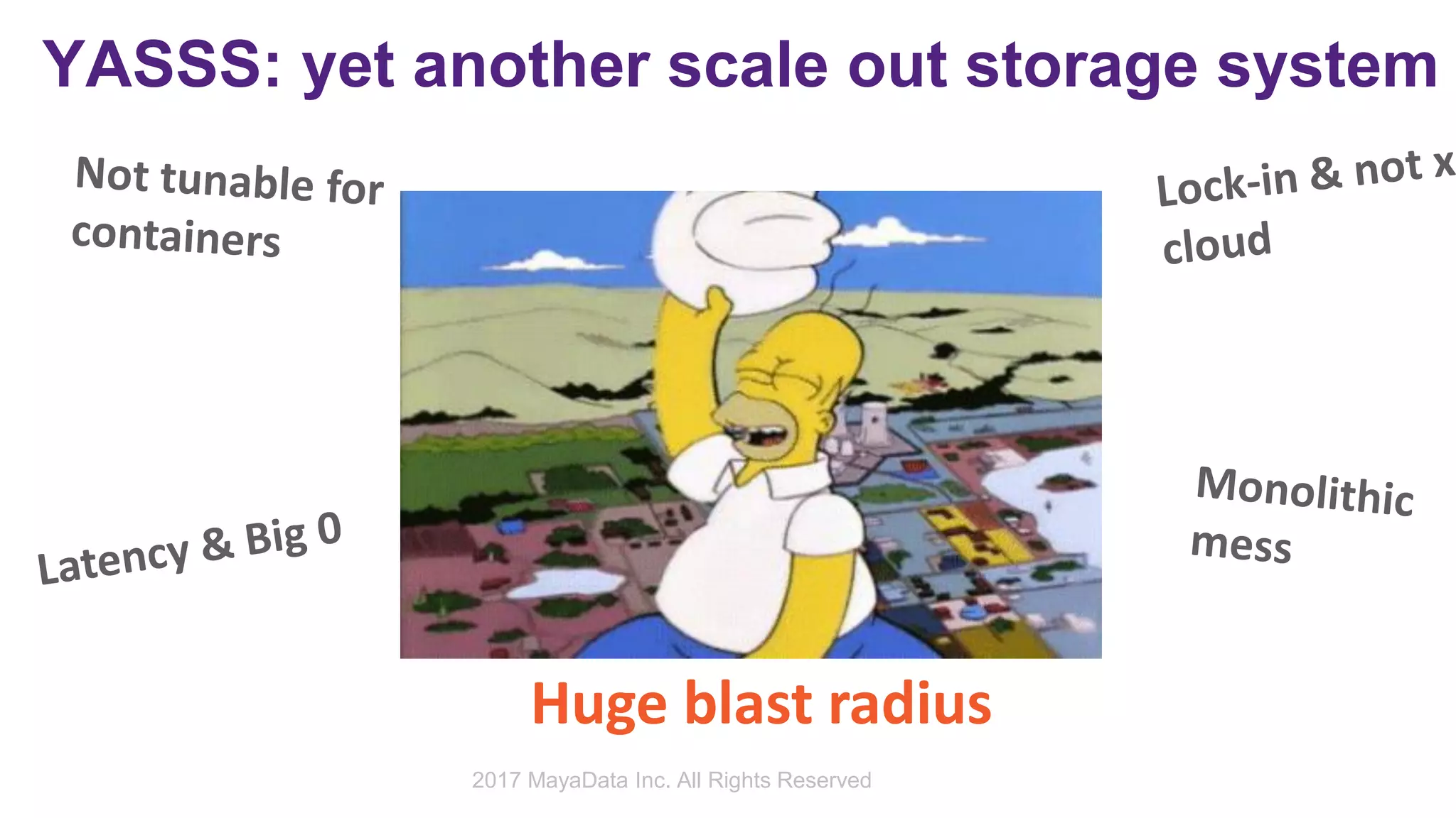 YASSS: yet another scale out storage system
Huge blast radius
2017 MayaData Inc. All Rights Reserved
 