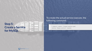 To create the actual service execute, the
following command:
Step 5:
Create a Service
for MySQL
 
