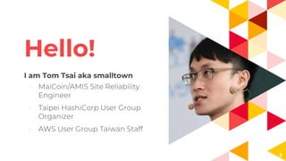 Hello!
I am Tom Tsai aka smalltown
2
 