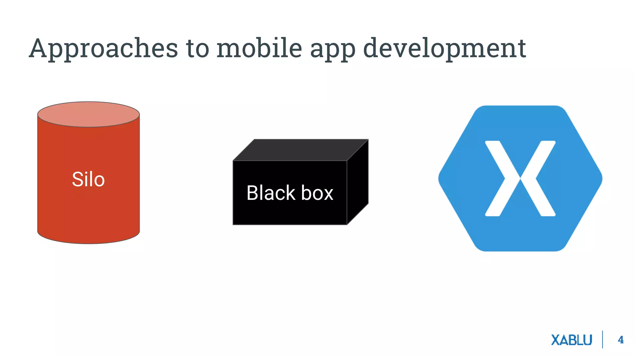 4
Approaches to mobile app development
Silo
Black box
 