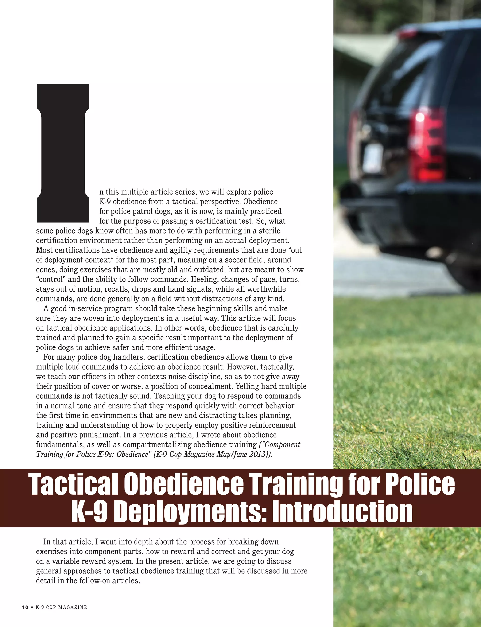 Tactical Obedience Training for Police K9: Introduction | PDF