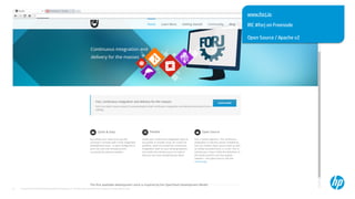 © Copyright 2014 Hewlett-Packard Development Company, L.P. The information contained herein is subject to change without notice.65
www.forj.io
IRC #forj on Freenode
Open Source / Apache v2
www.forj.io
IRC #forj on Freenode
Open Source / Apache v2
 