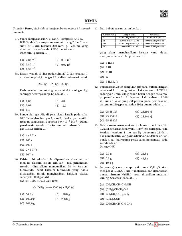 SIMAK UI 2014 Kemampuan IPA 1