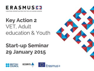Key Action 2
VET, Adult
education & Youth
Start-up Seminar
29 January 2015
 