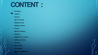 Discharge planning for patient and it's procedure | PPTX