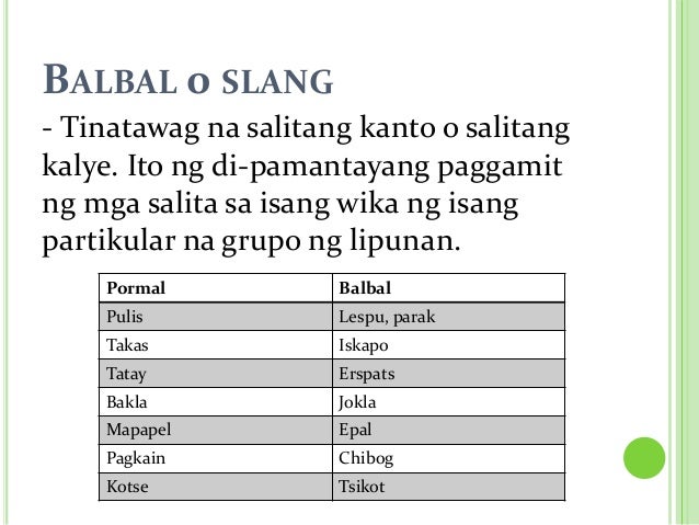 Impormal Na Salita Ng Bahay