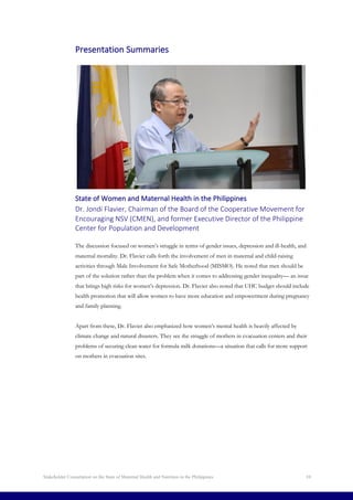 Stakeholder Consultation: State of Maternal Health and Nutrition in the ...