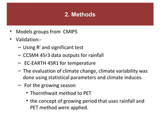 Climate scenarios at the Kabe Watershed Pilot Project in Ethiopia, 2011-2013