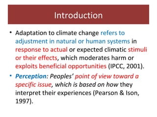 Community perceptions of climate change at the Kabe Watershed Pilot Project in Ethiopia, 2011-2013