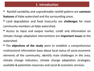 Socio-economic circumstances at the Kabe Watershed Pilot Project in Ethiopia, 2011-2013