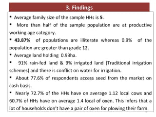 Socio-economic circumstances at the Kabe Watershed Pilot Project in Ethiopia, 2011-2013