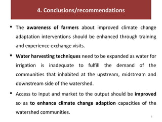 Socio-economic circumstances at the Kabe Watershed Pilot Project in Ethiopia, 2011-2013