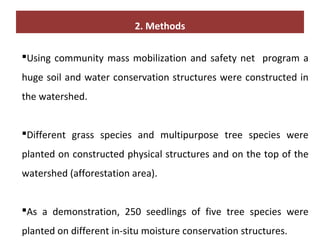 Soil and water conservation and forestry interventions at the Kabe Watershed Pilot Project in Ethiopia, 2011-2013