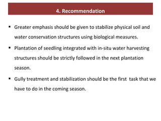 Soil and water conservation and forestry interventions at the Kabe Watershed Pilot Project in Ethiopia, 2011-2013