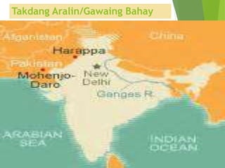 Takdang Aralin/Gawaing Bahay 
 Markahan: Ikalawa: Mga Sinaunang Kabihasnan sa Asya 
 Aralin 1: Mga Sinaunang Kabihasnan sa Asya Paksa: Kabihasnang Indus 
Focus Question; Paano nakatulong ang kabihasnan sa pagbabago, pag-unlad 
at pagpapatuloy ng kabihasnan tungo sa pagkakakilanlang 
Asyano? 
 Saan umusbong ang kabihasnang Indus? Kalian ito natuklasan ng mga 
arkeologo? Ano ang dalawang mahalagang lungsod na nahukay sa Indus? 
 Paano masasabing may organisado at sentralisadong pamahalaan ang mga 
Dravidian? 
 Bakit naglaho ang kabihasnang Indus? Paano ipinaliliwanag ng mga 
eksperto/iskolar ito? 
 Sanggunian:Learners Module (LM)- ph. 112 
Ang Asya sa Pag-usbong ng Kabihasnan, ni Mateo: 134-137 
 Note: 
Maaari itong makita at sumagot ng inyong takda sa 
https://www.edmodo.com/home 
 