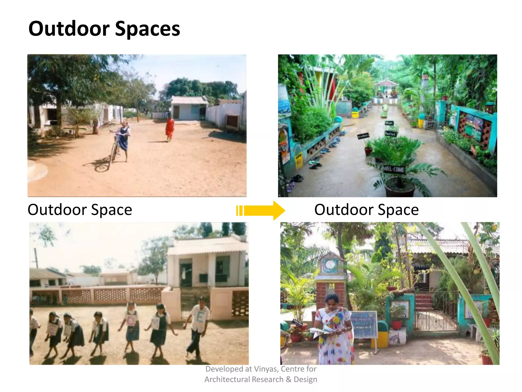 Outdoor Spaces before & after BaLA

Outdoor Space before (2007)

Outdoor Space after

Developed at Vinyas, Centre for
Architectural Research & Design

 