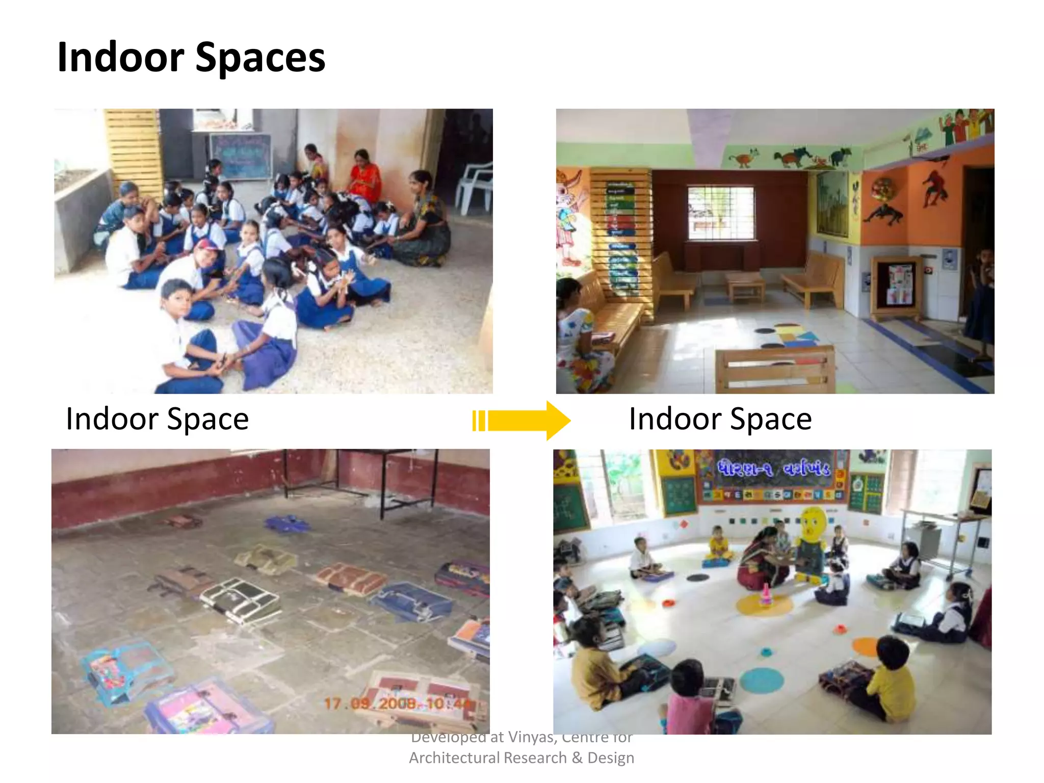 Indoor Spaces before & after BaLA

Indoor Space before

Indoor Space after

Developed at Vinyas, Centre for
Architectural Research & Design

 