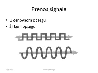 Prenos signala
• U osnovnom opsegu
• Širkom opsegu
10/8/2013 Gimnazija Požega
 