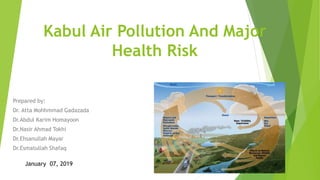 Kabul Air Pollution And Major
Health Risk
Prepared by:
Dr. Atta Mohhmmad Gadazada
Dr.Abdul Karim Homayoon
Dr.Nasir Ahmad Tokhi
Dr.Ehsanullah Mayar
Dr.Esmatullah Shafaq
1January 07, 2019
 