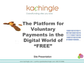 Site Presentation The Platform for Voluntary Payments in the Digital World of “FREE” 10001001010011001001000100101111100011001010001010010100010000100000… 