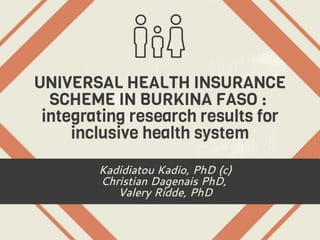 Universal health insurance scheme in Burkina Faso: integrating research results for inclusive health system