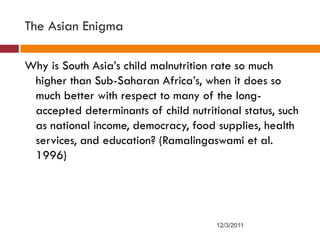 Understanding agricultural and nutrition linkages, is there a gender dimension?
