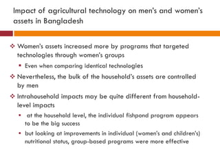 Understanding agricultural and nutrition linkages, is there a gender dimension?