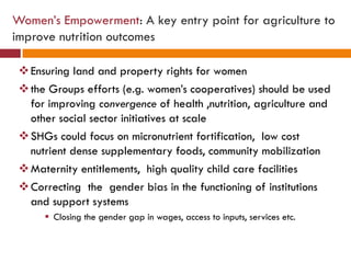 Understanding agricultural and nutrition linkages, is there a gender dimension?