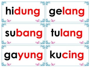 hidung gelang

subang tulang

gayung kucing
 