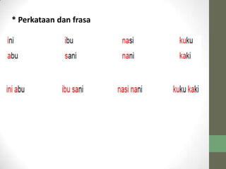 * Perkataan dan frasa
 