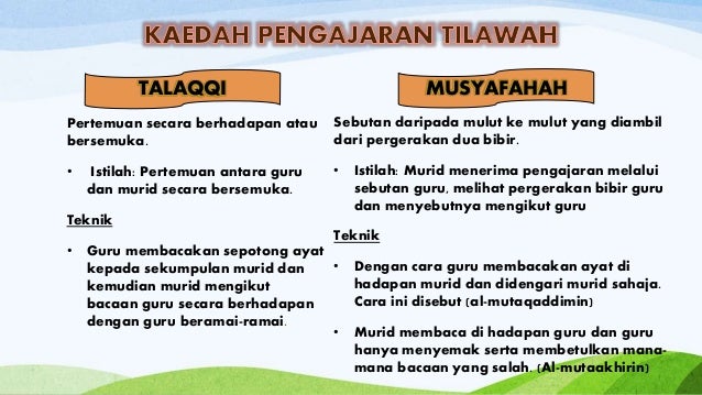Kaedah dan teknik pengajaran tilawah al quran dan hafazan