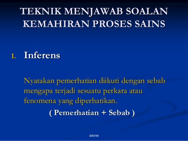 Contoh Soalan Kemahiran Proses Sains Tahun 4 - Terengganu t