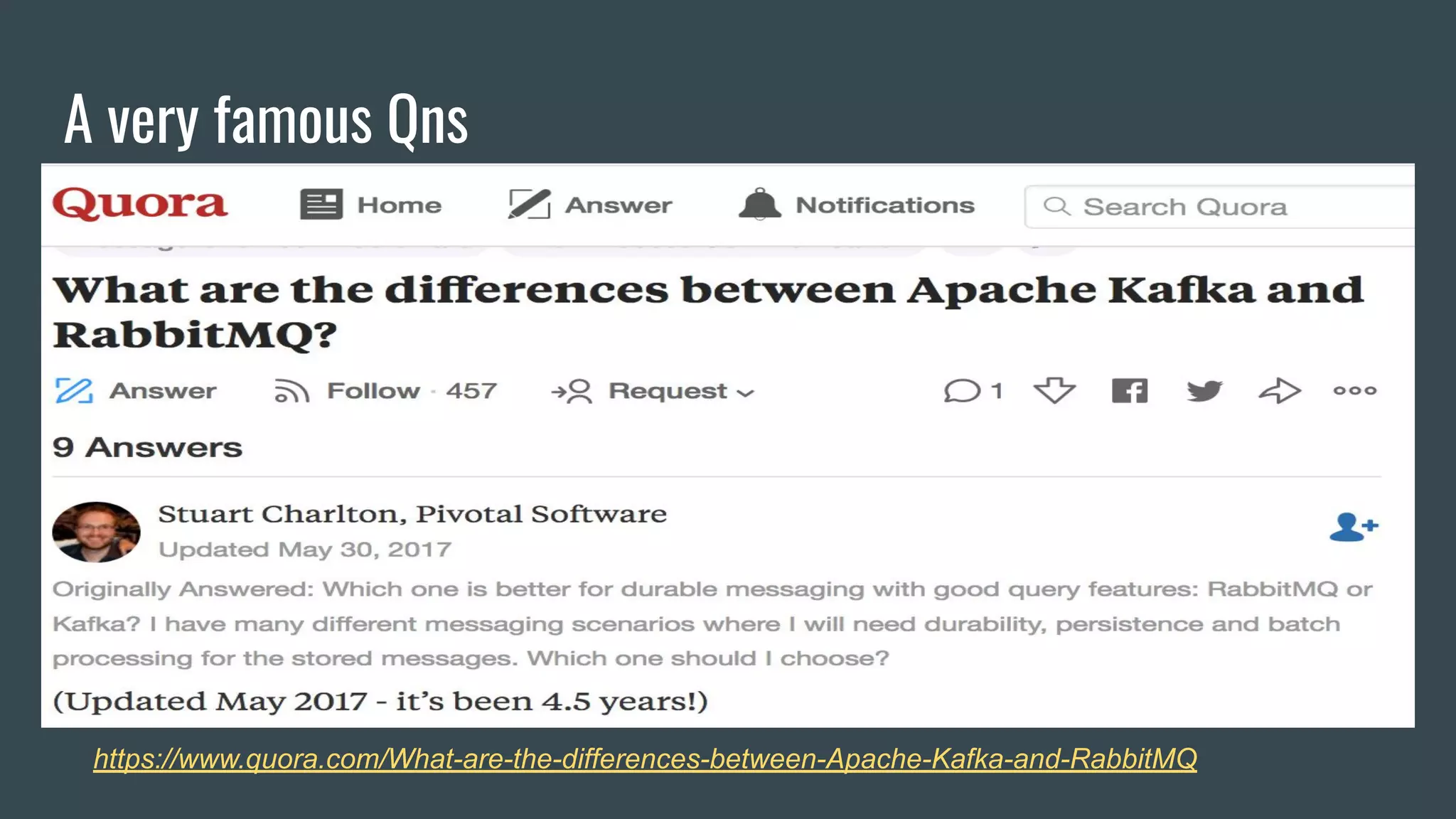 A very famous Qns
https://www.quora.com/What-are-the-differences-between-Apache-Kafka-and-RabbitMQ
 