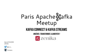 Paris Apache Kafka
Meetup
Hervé RIVIERE
Zenika
@_rv_
hriviere
 