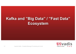 Kafka and ”Big Data” / ”Fast Data”
Ecosystem
Apache Kafka - Scalable Message Processing and more!31
 